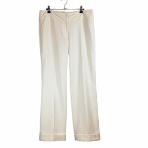White House Black Market Ivory Wide Leg Rolled Cuff Lined Dress Pant Trouser Sz8